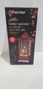 36 X BRAND NEW PREMIER 27 CM LANTERN WATER SANTA AND SNOWMAN SCENE - IN 6 BOXES OF 6