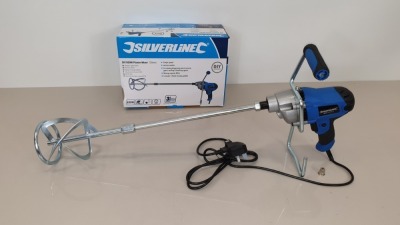 2 X BRAND NEW SILVERLINE DIY 850W PAINT / CEMENT / PLASTER MIXERS WITH 120MM DIA PADDLE, 80 LITRE CAPABILITY (PRODUCT CODE 263965) - (WITH 3 YEARS MANUFACTURERS GUARANTEE)