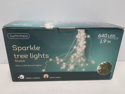 20 X LUMINEO 640 LED SPARKLE TREE LIGHTS - STATIC - MICRO LED BUNCH LIGHTS - IN WARM WHITE