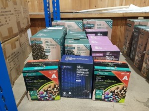 15 PIECE MIXED PREMIER CHRISTMAS LIGHTS LOT CONTAINING 1500 LED 37.5m TREEBRIGHTS, 750 LED 8.7m TREEBRIGHTS, 500 LED 12.5m TREEBRIGHTS, 360 LED 3.5 X 1.2m NET-LIGHTS, ETC