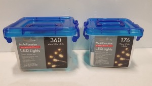 23 PIECE MIXED SNOWTIME CHRISTMAS LIGHTS LOT CONTAINING 5 X 360 LED 25m WARM WHITE LIGHTS AND 18 X 176 LED 12m WARM WHITE LIGHTS