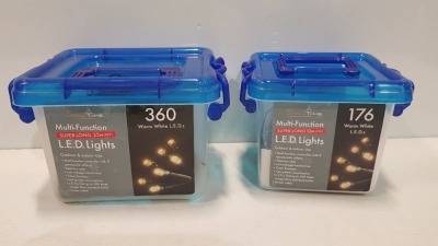 23 PIECE MIXED SNOWTIME CHRISTMAS LIGHTS LOT CONTAINING 5 X 360 LED 25m WARM WHITE LIGHTS AND 18 X 176 LED 12m WARM WHITE LIGHTS