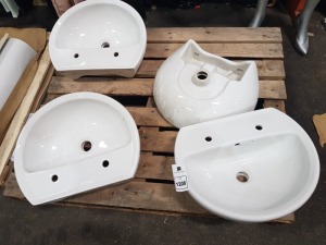 4 X BRAND NEW TWYFORD ALCONA TWO TAP HOLE WASH BASIN ( AR4112WH) - ON 1 PLT