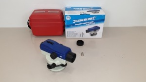 BRAND NEW SILVERLINE AUTOMATIC OPTICAL LEVEL - 20X MAGNIFICATION , SELF LEVELLING FUNCTION, AUTOMATICALLY ALIGNS TARGET LINE - INCLUDES PLUMB BOB, TOOLS, INSTRUCTIONS & CARRY CASE (PROD CODE 633665) RRP £114.61 EACH (EXC VAT) - PICK LOOSE