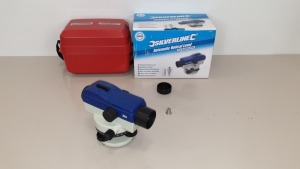 BRAND NEW SILVERLINE AUTOMATIC OPTICAL LEVEL - 20X MAGNIFICATION , SELF LEVELLING FUNCTION, AUTOMATICALLY ALIGNS TARGET LINE - INCLUDES PLUMB BOB, TOOLS, INSTRUCTIONS & CARRY CASE (PROD CODE 633665) RRP £114.61 EACH (EXC VAT) - PICK LOOSE