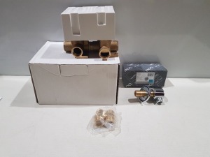 10 PIECE MIXED LOT CONTAINING 8 X BRAND NEW VADO ELEMENTS WALL OUTLET ( ELE-OUTLET2-CP) AND 2 X BRAND NEW VADO DX VALVE CONCEALED PART FOR 148/2 DX THERMO VALVE BV FITTED IN BRASS FINISH ( CON-BV048D/2-BR)