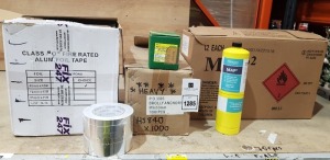 1000 + PIECE BRAND NEW MIXED LOT CONTAINING 24 X BRAND NEW HINTON MAP 2 FLAMMABLE GAS PROPYLENE (M0855) 400 G BATTLES / 24 X CLASS O FIRE RATED ALUMINIUM FOIL TAPE 48 X 45 MM AND 1000 X DELTA BROLLY ANCHORS BRIGHT ZINC PLATED STEEL ( 3-16MM ) IN BOXE