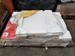 5 PIECE BRAND NEW MIXED SHOWER TRAY LOT CONTAINING 3 X JT40 FUSHION SHOWER TRAYS 1400 X 900 MM- (D16522) AND 2 X J40 FUSHION SHOWER TRAYS 800 X 800 MM - ( d17147) (PLEASE NOTE PACKAGING IS DIRTY )