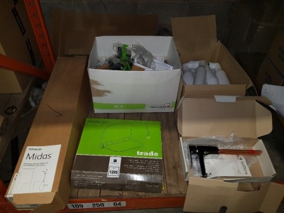 30 + PIECE BRAND NEW MIXED LOT CONTAINING AQUALISA MIDAS 300 THERMOSTATIC EXPOSED SHOWER SYSTEM (MD301BAR) / TRADE SHOWER SEAT FOLD AWAY DESIGN ( TR7001) / TESINO SOTTINI ( B1501 AA) / VARIOUS EMBRASS PEERLESS BATH WASTES / FLOW RESISTORS ETC