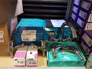 7 PIECE BRAND NEW MIXED LOT CONTAINING 1 X VADO ELEMENTS WATER MONOBASIN WITH FLOW REGULATOR IN CHROME ( ELW-100-FR/5-C-C/P) / 3 X VADO MATRIX BASIN PILLARS IN CHROME WITH WITH 4 LTR FLOW REG ( MAT-106-FR-C/P ) / 1 X AQUALISA DUAL OUTLET CONCEALED MIXE