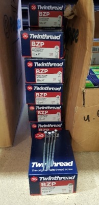 1200 X BRAND NEW JOHN GEORGE TWIN THREAD BZP COUNTER SUNK ZINK THREAD SCREWS - ( M5.0 X 100 MM ) - IN 12 BOXES