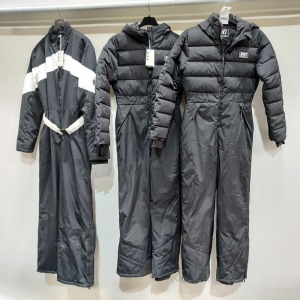 3 X BRAND NEW JACK WILLS QUILTED SKI SUITS - 2 X BLACK - 1 X BLACK AND WHITE - UK 10 - 14 - RRP-£357.00