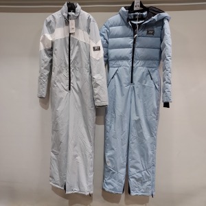 2 X BRAND NEW JACK WILLS QUILTED SKI SUITS - 1 X BLUE - 1 X GREY AND WHITE - UK 12 - RRP-£238.00