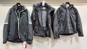 3 PIECE NEVICA SKI JACKET LOT CONTAINING 2 X FAUX FUR HOODED JACKETS IN BLACK IN SIZES UK 10 (BRAND NEW WITH TAGS) AND L - 1 X BRAND NEW MERIBEL JACKET IN BLACK AND GREY IN SIZE 3XL