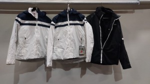 3 X MIXED NEVICA SKI JACKETS 2X BRAND NEW NEVICA SKI JACKETS WITH TAGS IN WHITE AND BLUE SIZE 10 -16 1X NEVICA SKI JACKET IN BLACK AND GREY NO TAGS SIZE M