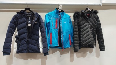 3 X MIXED JACKET/COAT LOT CONTAINING 1X IFLOW BLUE JACKET SIZE L - 1X BRAND NEW JACK WILLS SKI COAT SIZE 10 - 1X BRAND NEW NEVICA SKI COAT SIZE 10