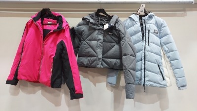 3 X MIXED JACKET/COAT LOT CONTAINING 2X BRAND NEW JACK WILLS SKI COAT SIZE 14 - 1X NEVICA PINK AND BLACK SKI COAT SIZE 14