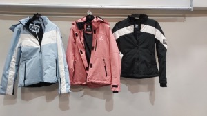 3 X MIXED JACKET/COAT LOT CONTAINING 2X JACK WILLS SKI COATS IN SIZES 8 AND 12 (1X WITH TAGS) - 1X NEVICA SKI COAT IN PINK SIZE S