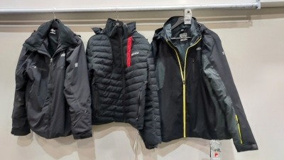 3X MIXED NEVICA SKI COAT LOT CONTAINING - 1X BRAND NEW NEVICA MERIBEL COAT SZIE XL - 1X BRAND NEW NEVICA CHAMO COAT SMALL - BRAND NEW VAIL COAT SIZE L