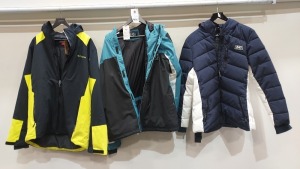 3X MIXED SKI COAT LOT CONTAINING 2X JACK WILLS SKI COATS SIZES M -14 - (1X WITH TAGS1X SPYDER SKI COAT SIZE L -