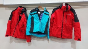 3 X MIXED NEVICA SKI COAT LOT CONTAINING 2 X NEVICA RED AND BLACK SKI COATS SIZE S AND L WITH NO TAGS - 1 X NEVICA BLUE AND BLACK SKI COAT SIZE UK 10 WITH NO TAGS