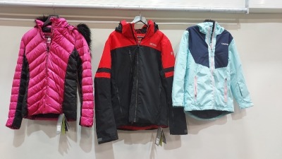 5 X MIXED KIDS SKI COAT LOT CONTAINING NEVICA SKI COATS AND CAMPRI SKI COAT IN VARIOUS SIZES, COLOURS AND STYLES