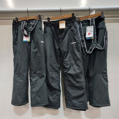 3 X MIXED KIDS BRAND NEW SKI PANTS LOT CONTAINING 2 X NEVICA BLACK SKI PANTS SIZE L - 1 X CAMPRI BLACK SKI PANTS SIZE XL