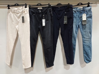 10 PIECE MIXED BRAND NEW RIANI CLOTHING LOT CONTAINING DENIM JEANS IN BLUE, BLACK AND CREAM, TROUSERS, ETC IN MIXED SIZES