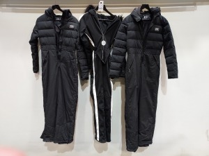 3 X BRAND NEW SKI LOT CONTAINING 1X WOMENS SNOWFALL SKI SUIT IN BLACK SIZE UK6 - 2X JACK WILLS SKI SUITS IN BLACK IN SIZE UK 8 AND 12 - PLEASE NOTE ONE WITHOUT TAG -TOTAL RRP£357.00