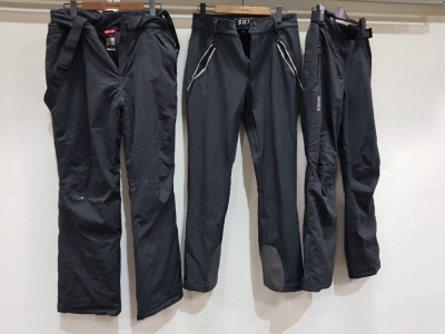 3 X MIXED SKI PANTS LOT CONTAINING 2X NEVICA SKI PANTS IN SIZES S-L - 1X JACK WILLS SKI PANTS IN SIZE M