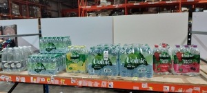 192 X BRAND NEW MIX DRINK LOT CONTAINING - VOLVIC WATER 1.5L - VOLVIC FLAVOURED WATER 1.5L IN VARIOUS FLAVOURS - SODA WATER 1 L
