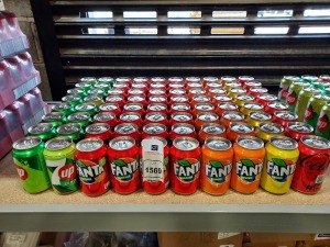 80 X BRAND NEW MIXED 330ML CANS DRINK LOT CONTAINING COCA COLA - FANTA IN VARIOUS FLAVOURS - 7UP