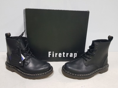 6 X BRAND NEW FIRETRAP HIKER BOOTS IN BLACK SIZE C10 (PLEASE NOTE SOME BOXES SLIGHTLY DAMAGED)