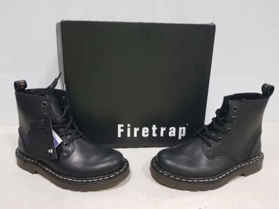 9 X BRAND NEW FIRETRAP HIKER BOOTS IN BLACK SIZE C11 (PLEASE NOTE SOME BOXES SLIGHTLY DAMAGED)