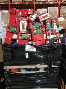100+ PIECE MIXED CHRISTMAS LOT CONTAINING SINGING AND DANCING SNOWMAN , THE SINGING AND DANCING NORDIC PINE , MUSICAL DANCING REINDEER, ETC ON A PALLET (NOTE CUSTOMER RETURNS) LOAD 5 PALLET 18