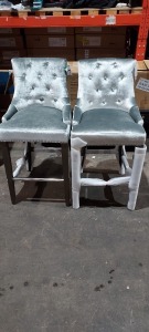 2 X VELVET BAR STOOLS (PLEASE NOTE CUSTOMER RETURNS)