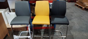 3 X BAR STOOLS IN GREY, MUSTARD AND BLACK (PLEASE NOTE CUSTOMER RETURNS)