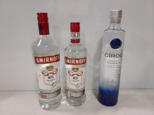 8 PIECE BRAND NEW MIXED VODKA LOT CONTAINING 6 X 1L SMIRNOFF VODKA - 1 X 700ML SMIRNOFF VODKA - 1 X 70CL SIROC VODKA