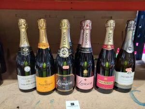 9 PIECE BRAND NEW MIXED CHAMPAGNE LOT CONTAINING LOUIS DELAUNAY - VEUVE CLICQUOT - LANSON - PIPER HEIDSIECK ALL 750ML