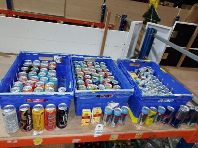 130+BRAND NEW MIX DRINK LOT CONTAINING - MONSTER ENERGY 500ML - RED BULL 473ML AND 335ML - BOOST ENERGEY 500ML - RELENTLESS 500ML - ROCKSTAR 500ML - ORANGE JUICE CARTONS ETC