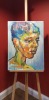 2 X CANVAS'S SIGNED BY GEOFF LAURENCE BY (G 92) PORTRAYING HUMAN FIGURES H 67CM X W 56CM H 84CM X W 61CM