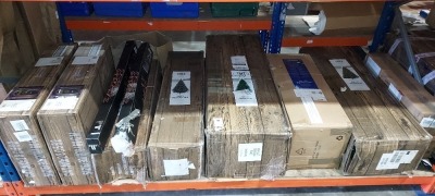 11 PIECE MIXED CHRISTMAS LOT CONTAINING PRE-LIT CHRISTMAS DOOR SET , ROCKY MOUNTAIN PINE TREE , PRE-LIT OREGON PINE TREE , 3M LED BLOSSOM TREE , 1.2M TWINKLING STARBURST TREE , ETC ON A FULL BAY (NOTE CUSTOMER RETURNS)
