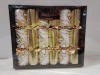 48 PIECE BRAND NEW CHRISMAS HOUSE OF FRASER CRACKERS IN EXQUISITE GOLD MARBLE EACH CRACKER CONTAINS A RANDOM GIFT, 6 CRACKERS IN A SET IN 8 BOXES ( EACH SET RETAILS AT £19.99)