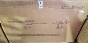 1X LAZZARO DINING EXTENDABLE TABLE 120/160CM - IN LIGHT GREY - IN 3 BOXES - PLEASE NOTE CUSTOMER RETURNS
