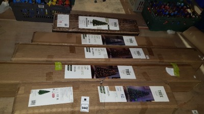 5 PIECE LOT CONTAINING 1 PRE LIT BRECKENRIDGE XMESS TREE 5FT , AND 4 FIBRE-OPTIC TREE'S (NOTE CUSTOMER RETURNS)