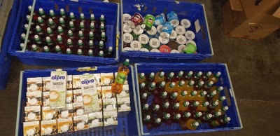100+ PIECE BRAND NEW MIXED LOT TO INCLUDE SIMPLY FRUITY JUICES IN VARIOUS FLAVOURS - 40G PRINGLES IN VARIOUS FLAVOURS AND ALPRO BARISTA SOYA - OAT - ALMOND MILKS -BB-01-0124
