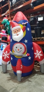 1 X PREMIER CHRISTMAS 3 METER ROCKET WITH SANTA AND SNOWMAN FACE - INCLUDES POWER LEAD - NO BOX