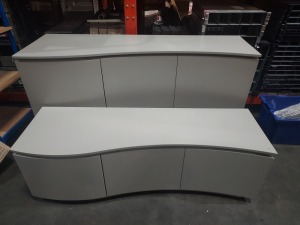 2 X LAZZARO SIDEBOARDS IN GREY WITH LED STRIP LIGHTS - SIZE 150 X 50 X 81CM - 140 X 45 X 50CM - PLEASE NOTE CUSTOMER RETURNS -