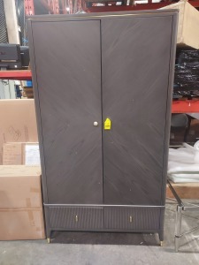 1 X 2 DOOR 2 DRAWER WARDROBE IN DARK GREY - SIZE 195CM X 109CM X 60CM - PLEASE NOTE CUSTOMER RETURNS