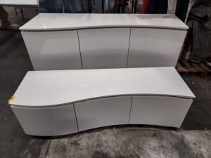 2 X LAZZARO SIDEBOARD IN WHITE WITH LED STRIP LIGHTS - SIZE 150 X 50 X 81CM - 140 X 45 X 50 CM - PLEASE NOTE CUSTOMER RETURNS -